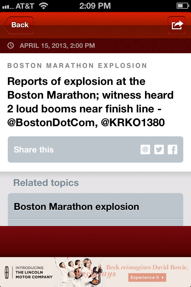 Boston Bombing Alert
